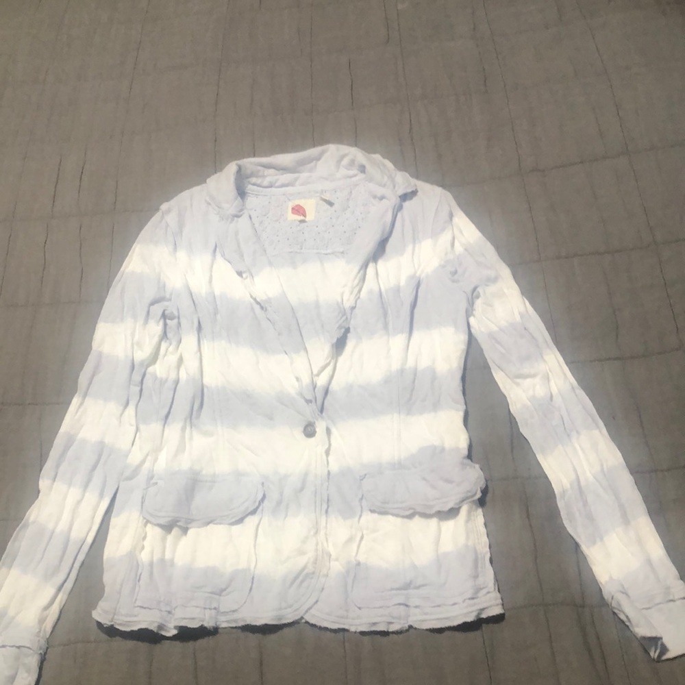 New lilka Anthropologie blue tie dye blazer m